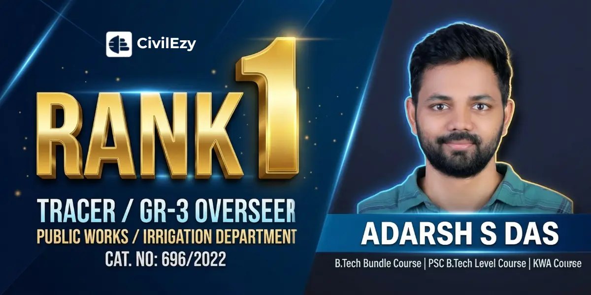 Rank 1 — Adarsh S Das, Tracer / Gr-3 Overseer, Public Works / Irrigation