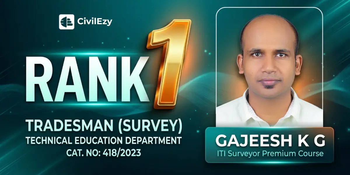 Rank 1 — Gajeesh K G, Tradesman (Survey), Technical Education Department
