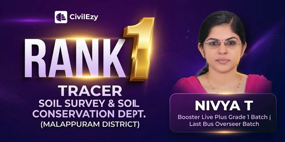 Rank 1 — Nivya T, Tracer, Soil Survey & Conservation, Malappuram