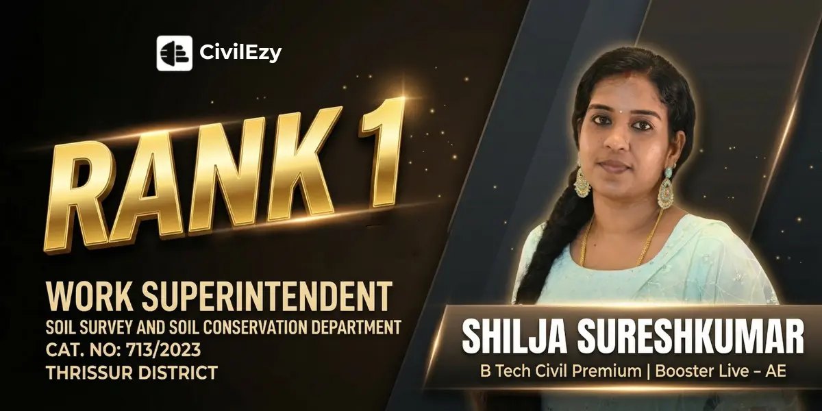 Rank 1 — Shilja Sureshkumar, Work Superintendent, Soil Survey & Conservation, Thrissur